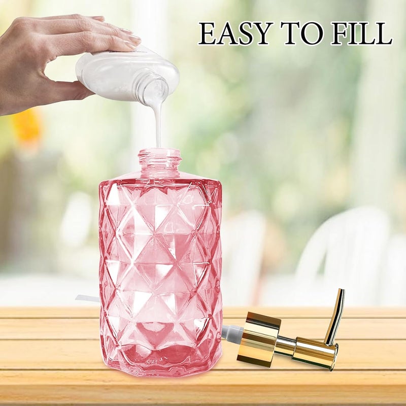 Ulable Glass Soap Dispenser with Pump, Soap Dispenser, Lotion Dispenser for Dishwashing Liquid, Lotion Shower Gel (Pink) - Image 4